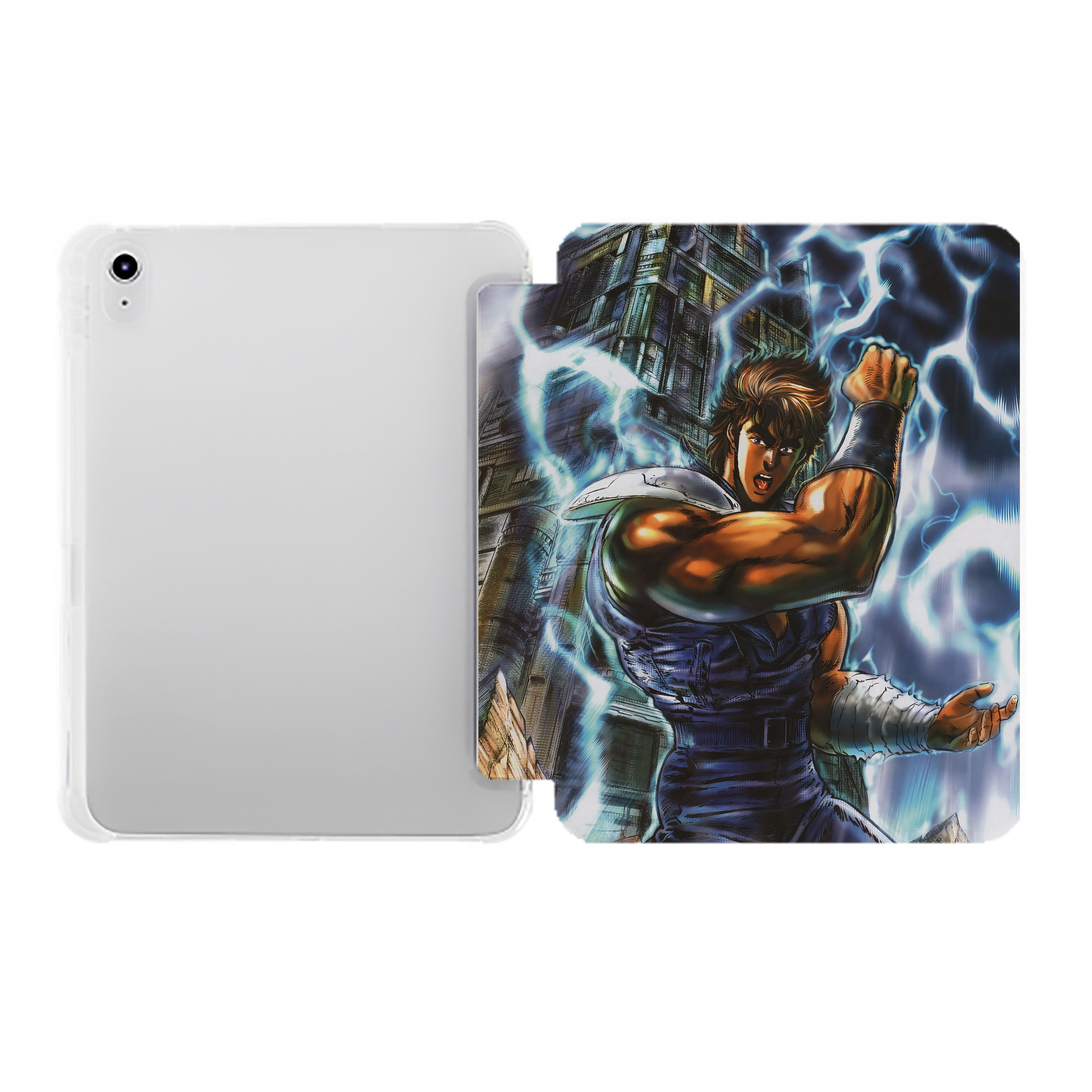 （画像用） 北斗の拳 Fist of the North Star IPad ケース ペン収納付き 三つ折りスタンド PUレザー×シリコン 対応機種9.5/10.5/10.9インチ